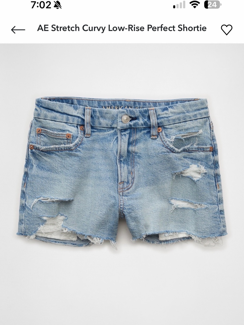 American Eagle Outfitters Light Blue Distressed Low-Rise Denim Shorts